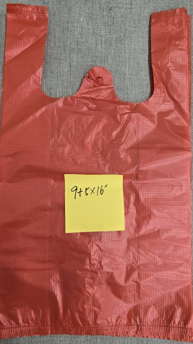 原條紅色9吋背心袋（9+5x16"）